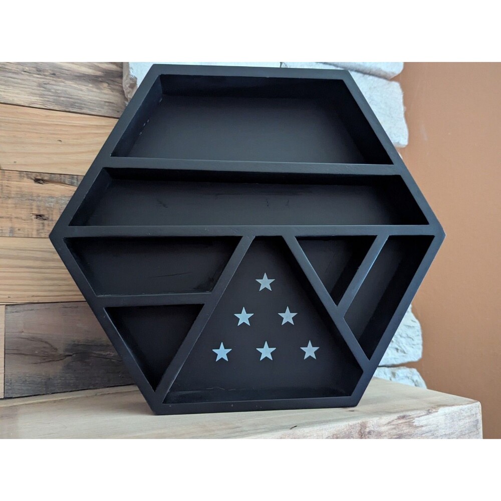 Hexagon Crystal Essential Oils Display Shelf  Boho Meditation Gothic Decor Goth